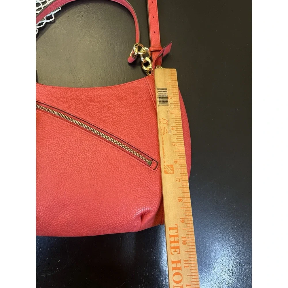 Michael Kors NWT Watermelon Coral Leather Tassle Charm Shoulder Handbag As‎ Is